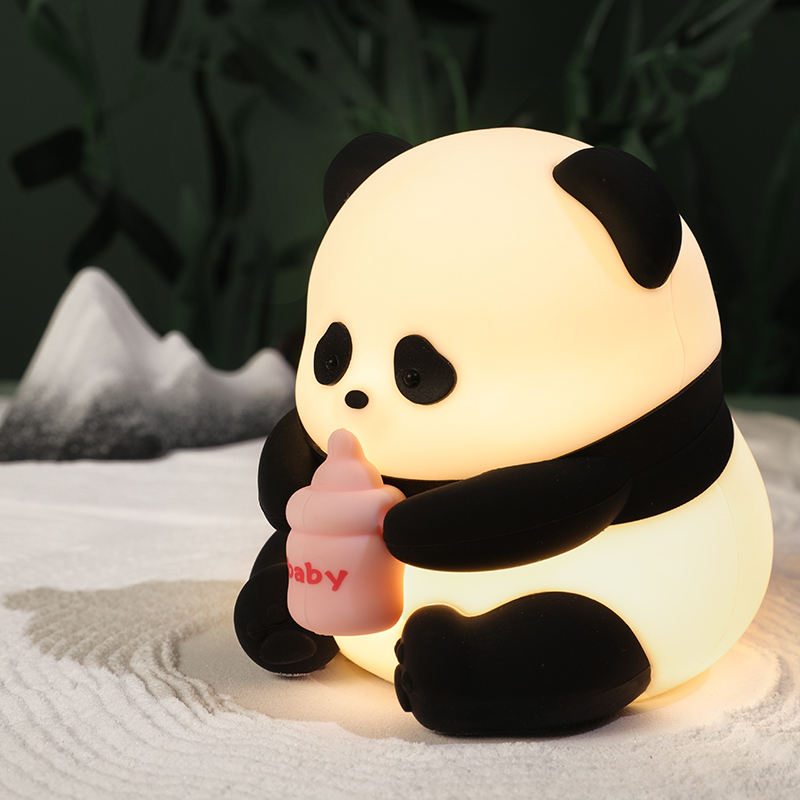 Silicone Panda Lamp 1200mahTap Control Warm White Breathing Table Light Portable USB Rechargeable LED Light