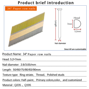 30 градусов HD гальванизированные стальные импульсные ногти 2-<span class=keywords><strong>3</strong></span>/4X0,113 с кольцевым хвостовиком бумажная лента каркасные ногти бумажные складные ногти - Product Image 6