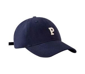 Casquette de baseball en sergé brodée floquée, style rétro américain preppy, souple, réglable, unisexe, avec motif lettres - Product Image 1