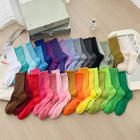 Chaussettes montantes côtelées pour femmes, épaisses, en tissu éponge, semelle rembourrée, colorées, unies, empilables, en coton doux, chaudes, pour le quotidien et les loisirs