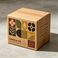 Boîte en carton ondulé kraft imprimée offset avec motif minimaliste, production en 72h, pour l'expédition d'huile de canola et d'aliments secs frais, emballage carton