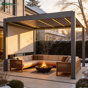 Diseños de Pérgolas Modernas Minimalistas, Gazebo de Aluminio Impermeable con Techo de Láminas para Proyectos Residenciales y de Hostelería Contemporáneos - Product Image 1