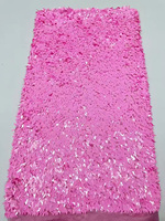 Tissu en maille extensible brodé de paillettes à haute brillance pour robe de mode féminine