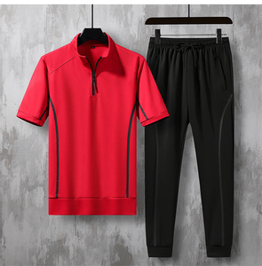 Ensemble 2 pièces décontracté pour <span class=keywords><strong>homme</strong></span> : T-shirt à manches courtes <span class=keywords><strong>et</strong></span> <span class=keywords><strong>pantalon</strong></span> en coton avec logo personnalisé – Tenue décontractée en tissu de coton, coupe ajustée - Product Image 5