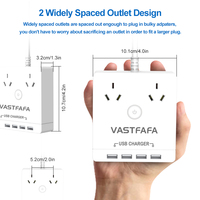 Enchufe AU personalizado OEM y ODM, enchufe de extensión de alimentación USB, 4 puertos USB y 2 salidas de CA, corriente nominal de 10A para redes SDK y NFC