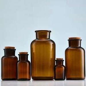 Flacon de réactif de <span class=keywords><strong>pharmacie</strong></span> en verre transparent de haute qualité, réutilisable avec bouchon en bois - Product Image 4