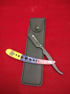 Rasoir de rasage en acier inoxydable à lame unique, rasoir de sécurité à bord droit en papier enduit pour les poils du visage, manche en bois - Product Image 3