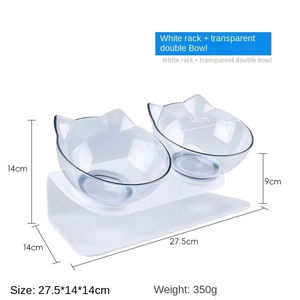 Mangkuk Anjing Terangkat 15 Derajat, Mangkuk Ganda, Plastik Ramah Lingkungan, Perlengkapan Hewan Peliharaan, Mangkuk untuk Tulang Leher, Tempat Makan - Product Image 3