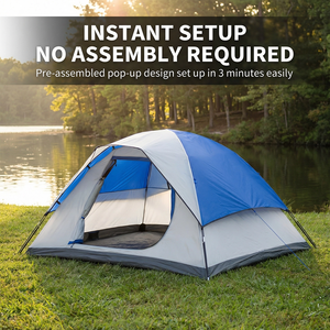 Tente de camping extérieure pour 2 à 4 personnes, usage familial et de loisirs, quatre saisons, sur mesure, tente tunnel, simple couche, polyester - Product Image 3