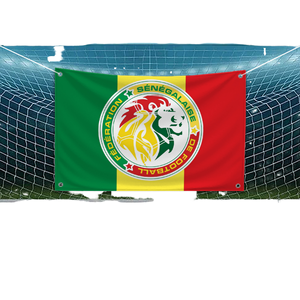 Drapeaux et tentures murales personnalisés de l'équipe nationale de football du Sénégal 3x5 pieds en polyester imprimé numériquement, décorations amusantes pour l'intérieur et l'extérieur - Product Image 1