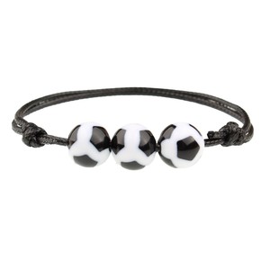 Bracelets en perles sur le thème du sport, football, basketball, bracelet en corde noire réglable pour enfants et adultes - Product Image 5