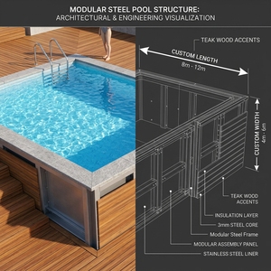 Piscina Rettangolare Fuori Terra/Interrata con Telaio in Acciaio Zincato da 15 a 24 Piedi con Rivestimento in PVC - Product Image 2