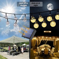 Guirlande solaire extérieure à lumières féériques en cristal, 8 modes, étanche, pour patio, jardin et décoration de fête