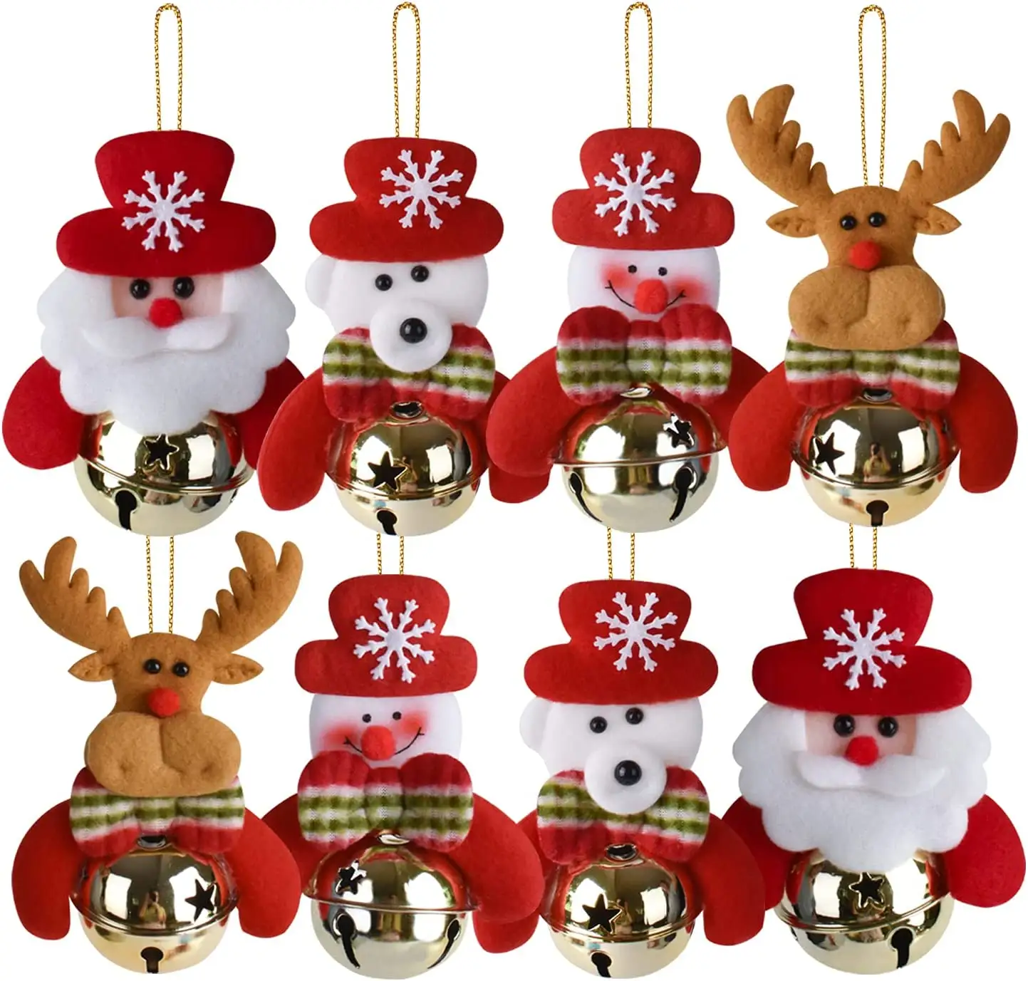 Tailai Christmas Tree Ornaments Hanging Bells Santa Claus Snowman Reindeer Bear Plush Dolls Home Decor 2022 Party Decorations