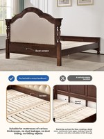 Lit double en bois massif de style américain avec tête de lit rembourrée en cuir et coffre de rangement haute capacité, design vintage