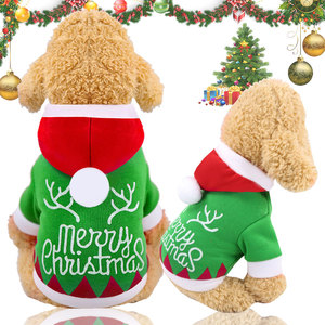 Sweat à capuche de Noël pour chien, motif renne vert, taille moyenne, manteau pour animaux de compagnie, tenue de fête mignonne pour chiens - Product Image 1