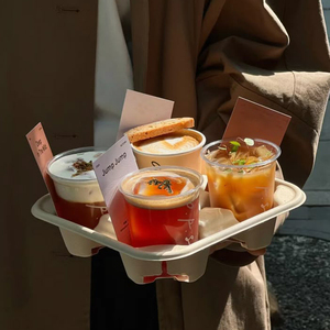 1/2/4 fincan tek kullanımlık hamuru içecek tutucuları tepsi gitmek için istiflenebilir dayanıklı bardak taşıyıcılar kahve kağıt bardak tutucular götürmek - Product Image 6