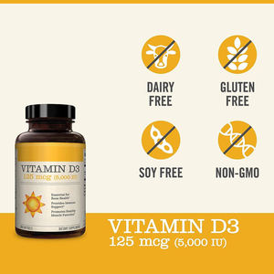 OEM Vitamine D3 5000IE (125mcg) Softgels 360 stuks Niet-GMO Glutenvrij Hoogwaardig Vitamine <span class=keywords><strong>D</strong></span> Supplement voor Bot- & Immuun Gezondheid - Product Image 4