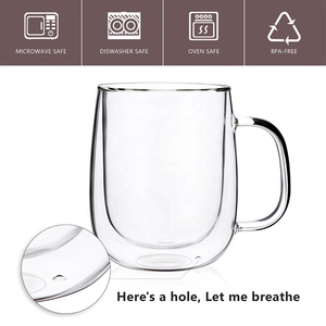 CnGlass Factory direct soufflé à la main Double paroi borosilicate isolé Cappuccino café tasse en verre pour café - Product Image 6