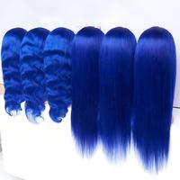 Wig Rambut Asli Manusia 100% Sapphire Blue Long Straight HD Lace Front, Kepadatan 180%, Pre Plucked Dengan Baby Hair, Wig Tanpa Lem