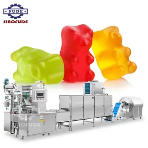 Línea de producción de goma comercial, servo automático, máquina de depósito de dulces con forma de oso de goma