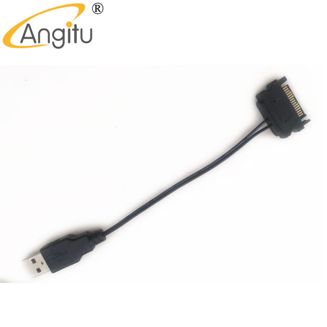 Angitu Laptop 2.5 Hard Drive HDD SSD Sata 15Pin Male to SUB 2.0 Male Power Line 5V USB to Sata Adapter Cable-15cm
