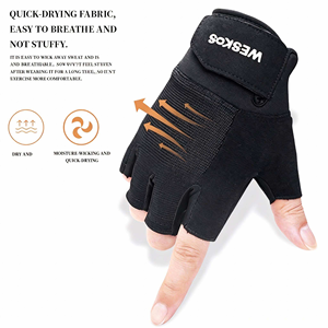 Guanti fitness unisex Weskos traspiranti e antiscivolo a mezze dita in nylon per sollevamento pesi, ciclismo e allenamenti in palestra - Product Image 3