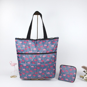 Bolsa de compras plegable con estampado de flamencos, bolso de mano portátil de gran capacidad, bolsa de supermercado ecológica de tela Oxford, bolso de mano para mujer - Product Image 1