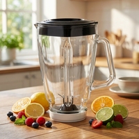 Pièces de rechange pour blender : Pot en verre de remplacement 1,25 L carré en verre sodocalcique Mixtech avec couvercle, résistant à la chaleur, pour cuisine, OEM, vente en gros