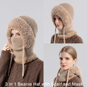 Jxwatcher Ensemble <span class=keywords><strong>Bonnet</strong></span>, Écharpe <span class=keywords><strong>et</strong></span> Masque en Tricot Polaire Doublé pour le Ski, <span class=keywords><strong>Bonnet</strong></span> 3 en 1 pour Femmes avec Écharpe <span class=keywords><strong>et</strong></span> Masque - Product Image 2