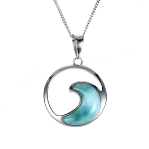 Nouveau design de pendentif en argent sterling 925 avec pierre précieuse bleue en larimar naturel pour femme - Product Image 2