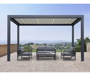 Outdoor Louvered Pergola 10' x 13' Aluminum Outdoor Deck Garden Patio Gazebo with Adjustable Roof