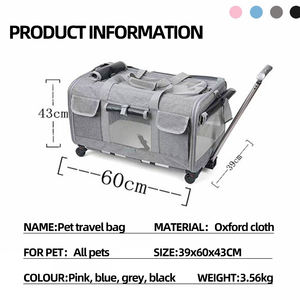 Vente en gros sac de transport portable pour chat et petit chien détachable et respirant pour l'extérieur avec roues - Product Image 6