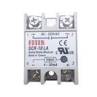 Scr-10la Solid State Relay Kontrol Fase Tunggal dengan Input Ac 4~20ma dan Output 90~250vac 10a Fase Baru Asli Industri
