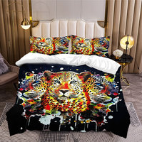 Ensemble de literie en polyester ultra-doux hypoallergénique, 3 pièces, housse de couette et drap, personnalisable, impression numérique 3D d'animaux