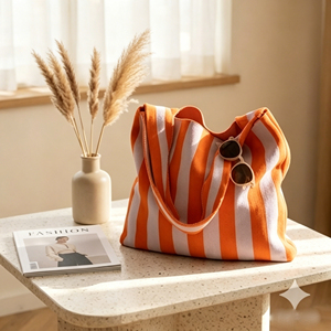 Borsa da Spiaggia Grande a Righe Colorate 2026, Borsa a Spalla all'<span class=keywords><strong>Uncinetto</strong></span> Fatta a Mano, Borsa Shopping Estiva Intrecciata a Contrasto Colore, Personalizzabile dalla Fabbrica - Product Image 4