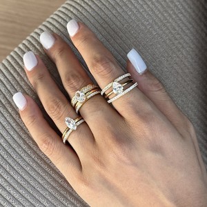 Fashionable 18K Gold Plated <b>Stainless</b> <b>Steel</b> Tarnish-Free Seamless Double Layer White Round Zircon <b>Ring</b> <b>Women</b> Gift - Product Image 1