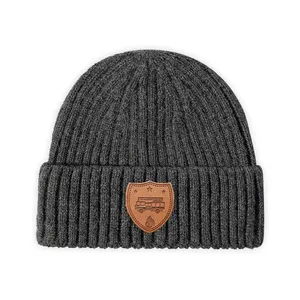 Gorro quente de malha de inverno com logotipo personalizado para mulheres e homens, chapéu frio diário casual