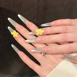 Nouveau <span class=keywords><strong>produit</strong></span> printemps fleurs violettes français oeil de chat <span class=keywords><strong>faux</strong></span> <span class=keywords><strong>ongles</strong></span> longue ballerine portable été amovible à la main presse sur les <span class=keywords><strong>ongles</strong></span> - Product Image 2