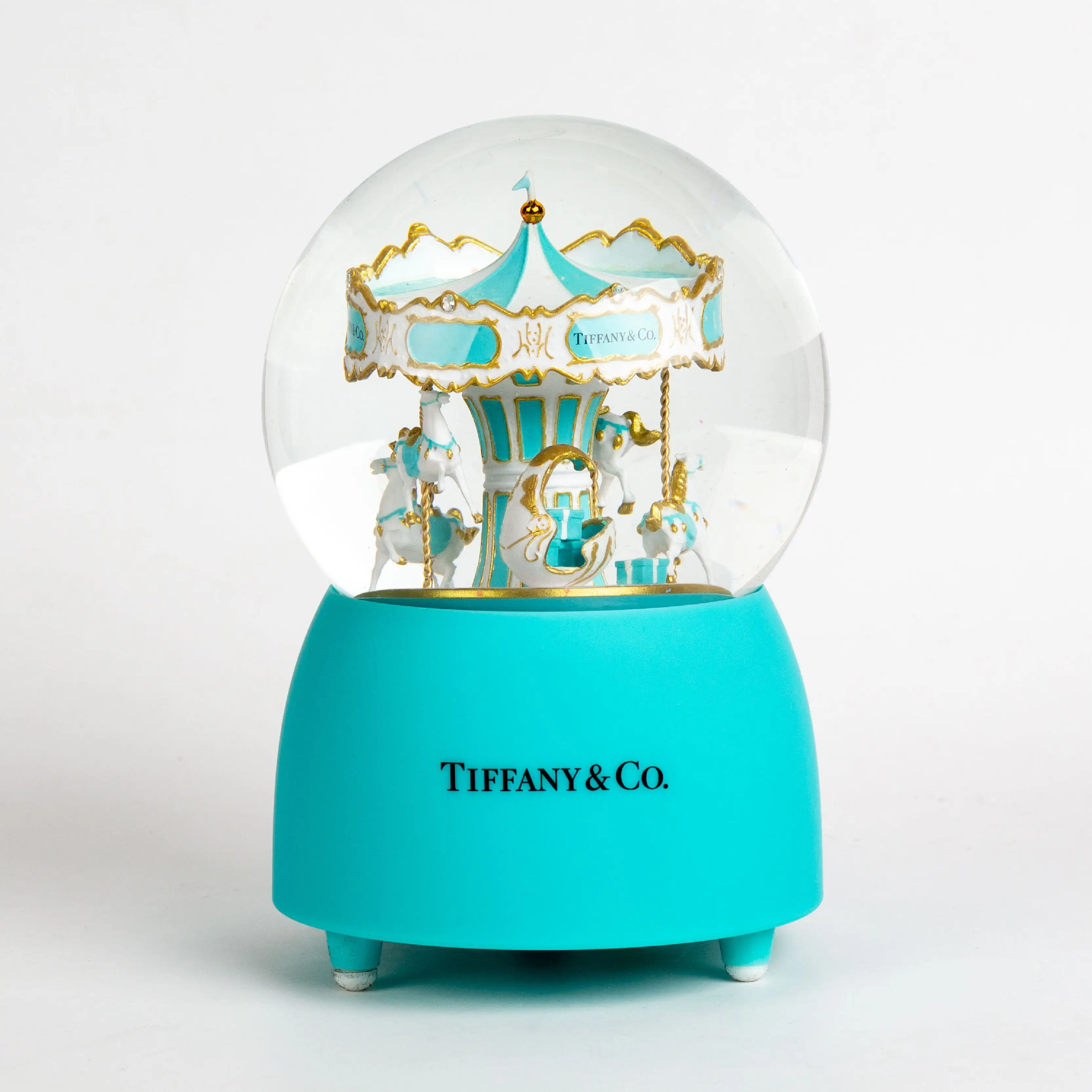 Customized Luxury Brand Snow Globe Love Theme Carousel Model Crystal Ball Resin Crafts Gift Home Decoration Musical Snowglobe