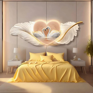Arte cigno camera <span class=keywords><strong>da</strong></span> letto sfondo decorazione della parete dipinti moderna semplice luce di piume lampada a led pittura appesa - Product Image 5