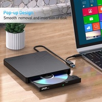 Grabadora de DVD Multifunción Portátil Delgada Tipo-C con Hub para Laptop y PC de Escritorio, Unidad Externa de CD-ROM, DVD-ROM, CD, DVD, USB