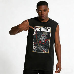 Men's Cotton Tank <strong>Top</strong> Custom Crop Vintage Wash Rib Collar Boxy Cut Sleeveless <strong>Design</strong> Dtg Print Breathable T-Shirt Streetwear - Product Image 4