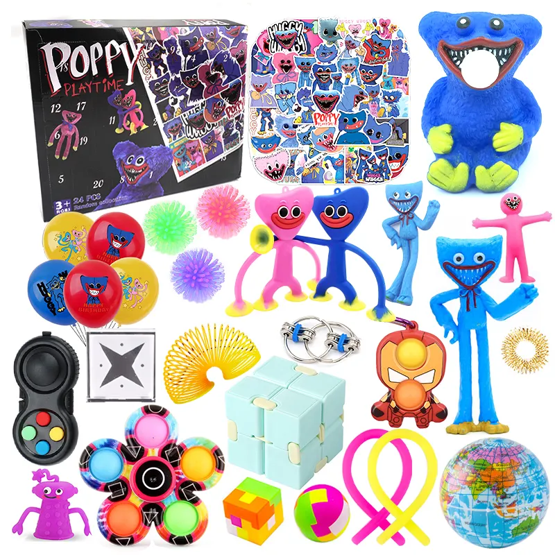 2023 Fidget Bean Spinner Toys Set Poppet Kids Shop Advent Calendar Popit Sensory Huggi Wuggi Snake Cube Pack Fidget Toy