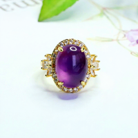 Bague en améthyste naturelle Aiyu en gros, bague œuf de pigeon en gemme colorée, best-seller sur le commerce électronique en direct S5061812