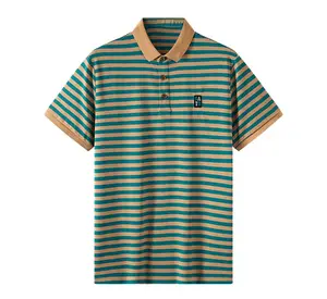 Nagelneu Frühjahr Sommer Kurzarm-T-Shirts Streifen Polo-Hemd Herren Sozial Geschäft Freizeit-Sweatshirt-Bekleidung