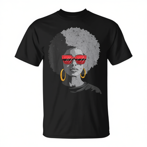 T-Shirt Unisex con Stampa Digitale 'Black Queen Afro Melanin Face Dripping Juneteenth', Collo Tondo, Manica Corta, per Adulti - Product Image 2