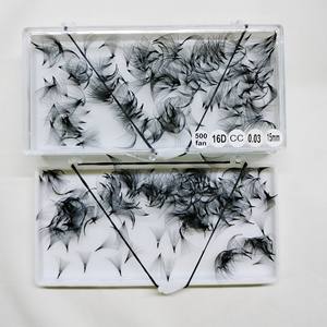 Extensions de cils en gros : Éventails de volume préfabriqués ultra-rapides 16D à tige longue en cheveux synthétiques pour salon de beauté, 500 éventails/boîte - Product Image 2