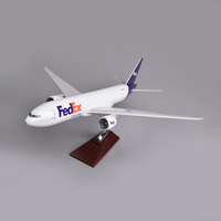 Modèle d'avion cargo FedEx 777 de 47 cm en résine réaliste avec roues, simulation statique, ornement, souvenir, cadeau