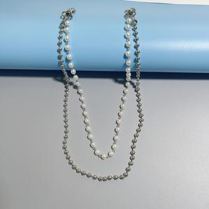 Ceinture à chaîne de perles pour femmes, double couche, perles blanches rondes, style hip-hop, accessoire de mode pour jeunes, pour jeans et jupes - Product Image 3